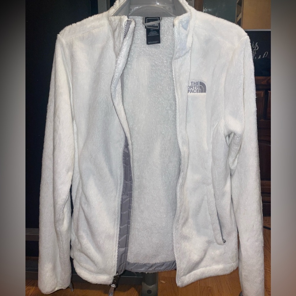 White Fuzzy North Face